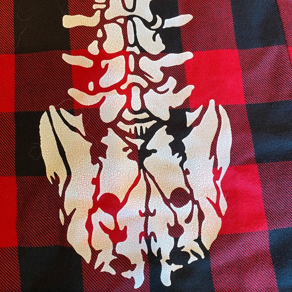 NWT Hot topic plaid skeleton spine top small - Picture 3 of 7